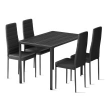 Ensemble Table Et 4 Chaises De Salle À Manger Bealife 1 Table 110 X 70 X 76 Cm Cm Et 4 Chaises En Cuir À Structure Métallique Noir
