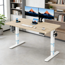 Bureau Assis-debout Électrique Huanuo Réglable En Hauteur/ Plateau 140x70 Cm ,2 Moteurs/hauteur 60-125 Cm/piètement 3 Niveaux/charge Max 120 Kg