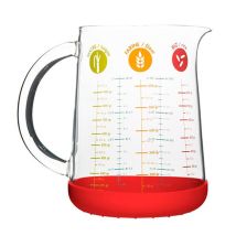 Pebbly – Large Measuring Jug 1 Litre – Heat-resistant Borosilicate Glass – Non-slip Silicone Base