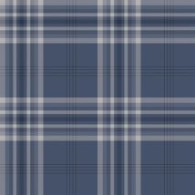 Muriva - Kelso Check Navy Wallpaper Tartan Plaid Silver Metallic Catherine Lansfield