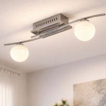 Fischer Leuchten - Lampada Da Soffitto Lampada Da Soffitto A Led Lampada Da Cucina In Vetro Lampada Da Soggiorno Opale, Design A Sfera Nichel Cromo 