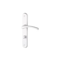Maniglia per porta in alluminio bianco Eva – 195 mm interasse – 223 mm altezza piastra – 35 mm larghezza piastra – Alpertec