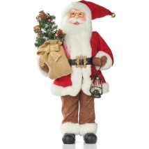 Govita Babbo Natale Decorativo Da 50 Cm In Tessuto Artigianale. Elegante Figura Natalizia Da Interno Per Mensole, Camini, Tavoli E Addobbi Di Casa.