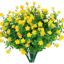 Minkurow Künstliche Kunstblumen, 4er-pack Künstlicher Eukalyptus Für Den Außenbereich, Uv-beständig, Grüne Sträucher, Pflanzen, Zum Aufhängen, Für 