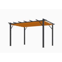 Pergola Foresta Gazebo In Alluminio Con Telo Retrattile Colore Ruggine, Dimensioni 400x300x230h - Foresta