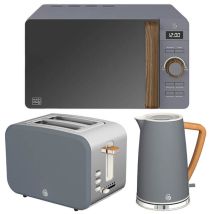 Swan - Nordic Slate Grey 1.7l Kettle, 2 Slice Toaster & 20l Digital Microwave Set