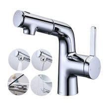 Detbom Rubinetto Per Bagno Con Doccetta Estraibile Miscelatore Per Lavabo Con 3 Getti Rubinetto Per Lavabo Cromato Con Getto Superiore Per Llavarsi I 