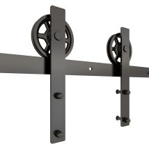 Jn.songs - 244cm Herraje Para Puerta Corredera Kit De Accesorios Con Rodillos Y Guía De Suelopara Puertas De Granero