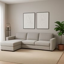 Festes Sofa Grazia, Ecksofa, 100% Made In Italy, Sofa Wohnzimmer Mit, Containerhalbinsel Links, Mit Standard-armlehnen, Cm 280x95h90, Grau - Talamo 