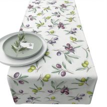 Chemin De Table En Coton Olives 40 X 150 Cm