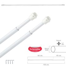 Maurer - 5340022 Barra Visillo Extensible 60/105 Cm. Con Muelle Presion, Soportes Y Ventosas (2 Piezas), Cranberry