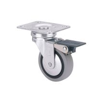 Gummi-lenkrolle Mit Platte, Feststeller Und Glatter Achse, Grau, Max. Tragkraft 17 Kg, Ø 4 Cm