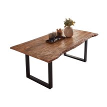Sam Outillage - Esstisch Baumkante Massiv Mango Naturfarben 180 X 90 Schwarz U-gestell Norina