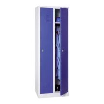 Vestiaire Industrie Propre 2 Colonnes MTI Fermeture par Moraillon 180x60x50cm Bleu Gris - WMIP2-GB