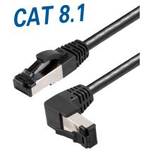 Cat 8.1 Patch Cable Rj45 Plug, Straight To Rj45 Plug, Angled Up, 0,5 M
