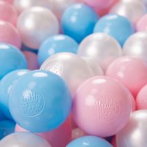 Kiddymoon Plastikbälle 6 Cm, Babyblau-puderrosa-perlmutt, 100/6 Cm Spielball-set