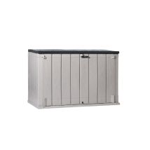 Toomax Stora Way Plus Xl Baule Da 1270l Portattrezzi Effetto Legno Grigio Talpa/antracite In Plastica Resistente 145x85x124,5h, Porta Bidoni 