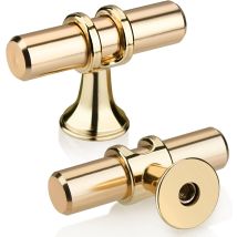 Dolaso - Pack Of 10 128mm Gold T Knob Drawer Pull, Modern Elegant Gold Kitchen Cabinet Handle Zinc Alloy Single Hole Cabinet Door Handle For Kitchen, 
