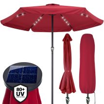Kingsleeve - Athens 3.3m Aluminium Garden Parasol With Led Solar Lighting And Protective Cover 330cm Uv Protection 80+ Large Hexagonal Round Tiltable 