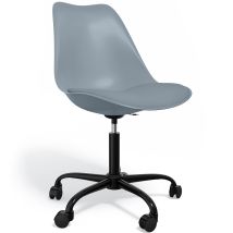 Privatefloor - Sedia Da Ufficio Con Ruote - Sedia Girevole Per Scrivania - Struttura Nera Tulip Grigio Chiaro