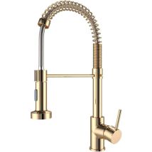 Gold Kitchen Tap Kitchen Sink Mixer Tap With Solid Brass Commercial Single Handle Single Hole Pull Down Sprayer Swivel Sprayer Mixer Tap Cold And Hot 