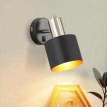 Gbly Wandleuchte Innen Wandlampe Vintage - Wandstrahler Flur Schwarz Industrial Wandbeleuchtung Mit Schlater Kleine 330° Schwenkbar E27 Metall 