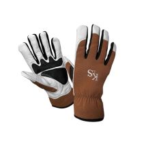 Kent & Stowe – Sure & Fit Multi Job Gloves – 100% Leather, Brown, Medium – Gardening Protection