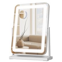 Emitto - Hollywood Mirror Vanity Makeup Mirror With Lights 360°rotation Tabletop