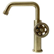 Indus Grifo De Lavabo Bajo Oro Cepillado - Essebagno