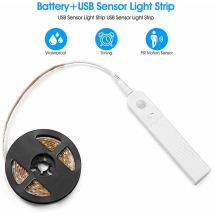 2m Led-streifen Mit Bewegungssensor, 120 Leds, Dimmbar, Batteriebetrieben, Led-licht, Selbstklebender Led-streifen, Lichtstreifen Für Küche, Wand, 