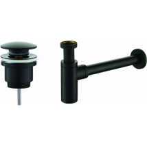 Piralla - Kitsca1 Matt Black Drain And Siphon Set – Round Model – Matt Black