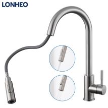 Lonheo Rubinetto Cucina Estraibile In Acciaio Inox, Estraibile Rubinetto Da Cucina Con Doccetta 50cm Con Adattatori Rimovibili, Girevole A 360 