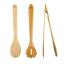 Set De 3 Utensilios De Cocina En Bamboo Natural