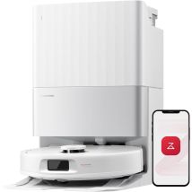 Roborock - Qrevo S5v Robot Aspirapolvere Bianco Con Base Autopulente, Asciugatura A Caldo, 12.000 Pa, Braccio Retrattile, Mop Rotante 200 Giri/min E 