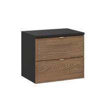 Mueble Bajo Lavabo 60cm Encimera Elena Madera Y Negro