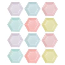 Talking Tables We Heart Piatti Di Carta Esagonali, 6 Design, Multicolore, 18 Cm, Confezione Da 12