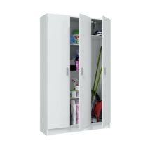 Fores Habitat S.l.u. - Großer Mehrzweckschrank Beaumont, Zusatzschrank Mit 3 Türen, Schuhregal Mit Regalen, Besenschrank, 109 X 37 X 180 Cm, Weiß