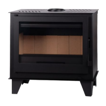 Estufa de leña – Potencia 8.3 kW – Rendimiento 78% – Longitud máxima de leña 580 mm – Salida de humos 150 mm