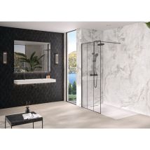 Paroi De Douche Walk-in - Kinedo - Solo Design - Profilé Noir Mat - Verre Atelier - Largeur 120 Cm