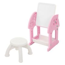 Joyz - Juego De Mesa Con Pizarra Y Silla Rosa-blanco Infantiles A Partir De 3 Años Conjunto De Muebles De 2 Piezas Hdpe Para Actividades Recreativas 