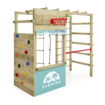 Wickey Wooden Climbing Frame Smart Action Garden Playhouse With Climbing Wall & Play-accessories - Pastel Blue