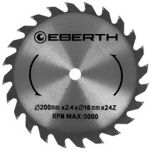 Eberth - Kreissägeblatt Sägeblatt Kreissäge Blatt Aus Stahl Mit Hartmetall-zähnen Für Holz-schnitte (200mm Durchmesser, 16mm Bohrung, 2.4mm 