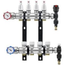 Collecteur multi-voies – 33420320620 – Kit collecteurs laiton avec débimètre, vannes à bille, raccords – Plomberie chauffage – RBM
