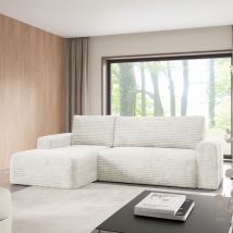 3-sitzer-ecksofa Links Mit Schlaffunktion Und Stauraum Romeo Gebrochenes Weiß