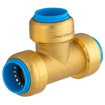 Conector automático universal – Latón – 20mm – Compatible con tubos PEX y cobre – Ideal para circuitos de agua potable y calefacción