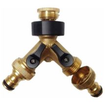 Divisor De Manguera De 2 Vías De Latón Macizo, Conector De Manguera De 2 Vías Con Válvulas De Encendido/apagado, Grifo Y Salidas De 3/4", Use Hasta 2 