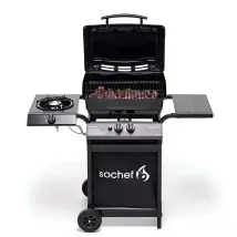 Barbecue A Gas Gpl Pietra Lavica 2 Fuochi 7,6kw Con Fornello Laterale Sochef Piùpepito
