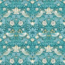 Clarke And Clarke - William Morris Design Strawberry Thief Wallpaper Teal Blue Paste The Wall