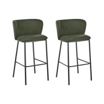 Beliani – Set mit 2 Barhockern – Dunkelgrün – 100% Polyester – Eisen – 98 cm – 73 cm – 150 kg