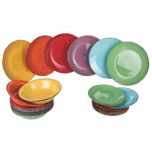 Vde Tivoli 1996 5971740 Baita Servizio Tavola 18 Pezzi In Gres Dipinto A Mano 6 Posti Tavola Piatti Piani 27 Cm Fondi 21 Cm Frutta 19 Cm Colore 